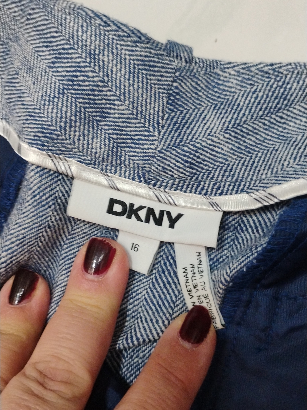 DKNY Wide-Leg High-Waist Trousers Linen Blue SZ 16 NWT - Picture 6 of 8